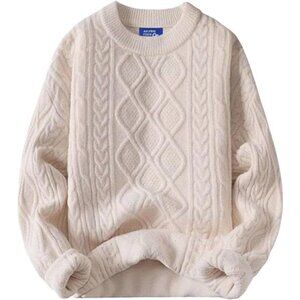 Women’s Oversized Vintage Knit Sweater – Long Sleeve Crewneck Pullover